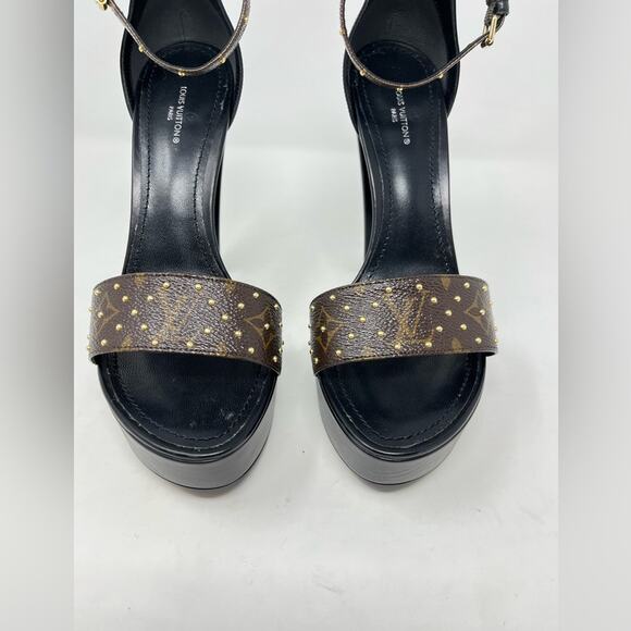 Louis Vuitton Afterglow LV Studded Monogram Platform Sandal High Heel size 40 EU - Picture 2 of 8